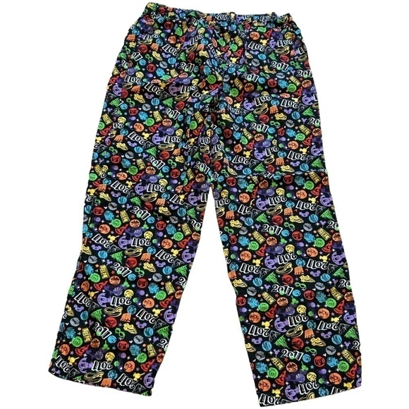 DISNEY PARKS 2011 100% COTTON COLORFUL PRINT DRAWSTRING PAJAMA PANTS, SIZE L - Picture 2 of 6
